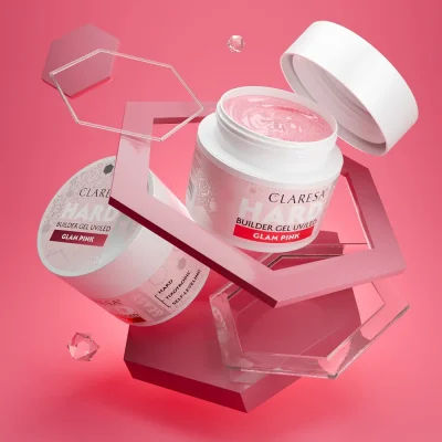 CLARESA® Stavební gel na nehty HARD & EASY Builder gel GLAM PINK, 45g