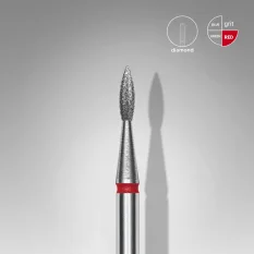 Diamantová fréza STALEKS Expert Pointed Flame - červená, FA11B018/8 (1,8mm/8mm)