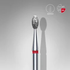 Diamantový brúsny nadstavec STALEKS Expert Olive - červený, FA130R025/5  (2,5mm/5mm)