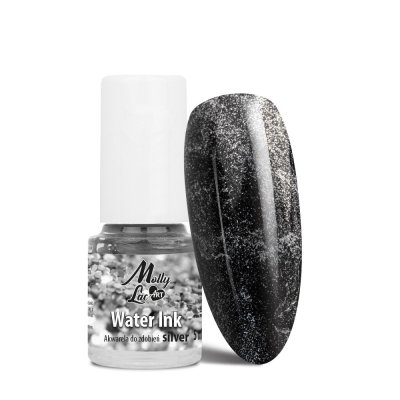 Water Ink MollyLac ART - Akvarelová farba na zdobenie SILVER, 5ml