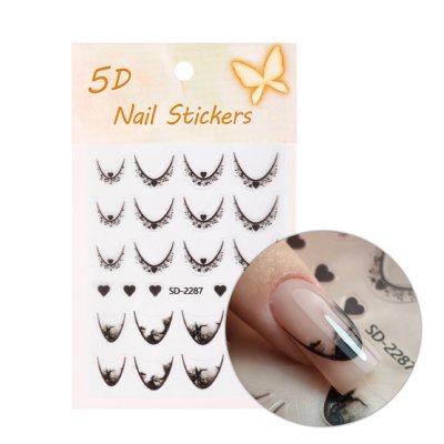 5D Köröm matricák - French Manicure French Black Heart SD-2287