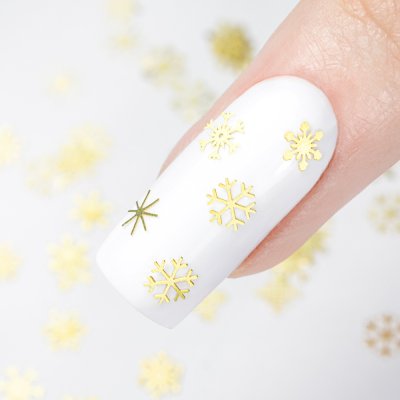 Ozdoby na nechty Snehové vločky - Snowflakes, zlaté