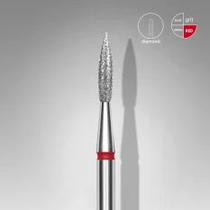 Diamantová fréza STALEKS Expert Pointed Flame - červená, FA11R023/8 (2,3mm/8mm)