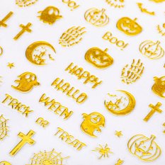 Tenké nálepky na nechty - HALLOWEEN zlaté R233