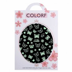 Nálepky na nechty svietiace - motýle a kvety - Colorf CY-006
