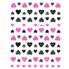 Tenké nálepky na nechty srdiečka, love Z D4214 Neon pink