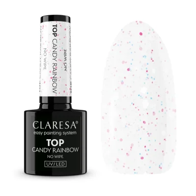 Gél lak CLARESA® TOP NO WIPE CANDY RAINBOW, 5g