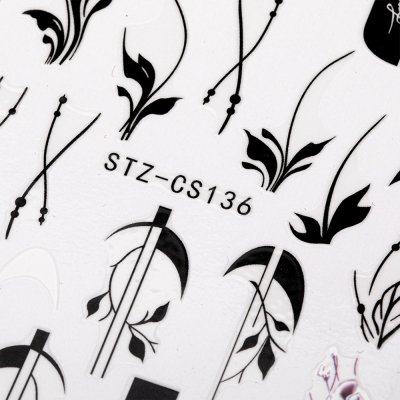Tenké nálepky na nechty - Black & White French STZ-CS136