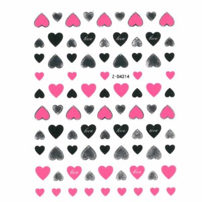 Tenké nálepky na nechty srdiečka love Z D4214 Pink