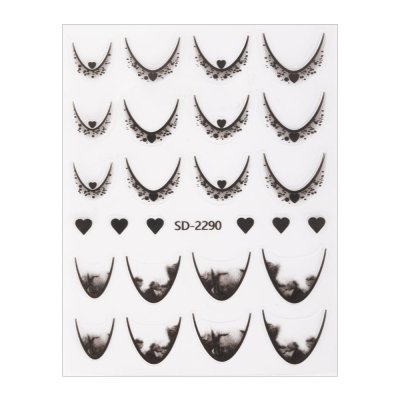 5D Nálepky na francúzsku manikúru French Black Heart SD-2290