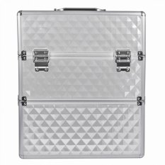 Dvoudílný kosmetický kufr XXL Diamond stříbrný (25x35x42cm)