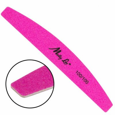 Pilník na nechty MollyLac infinity slim neon pink loďka - 100/100 bio drevený