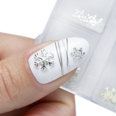 Ozdoby na nechty - Snehové vločky v boxe