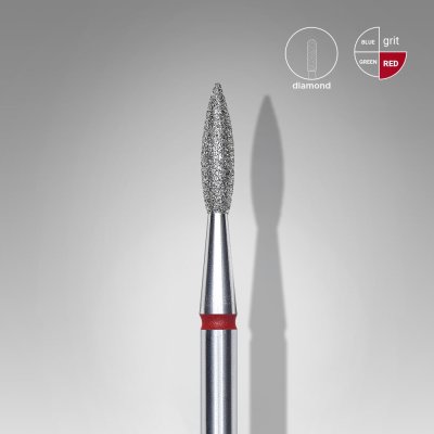 Diamantový brúsny nadstavec Staleks Expert -  špicatý flame red FA11R021/8