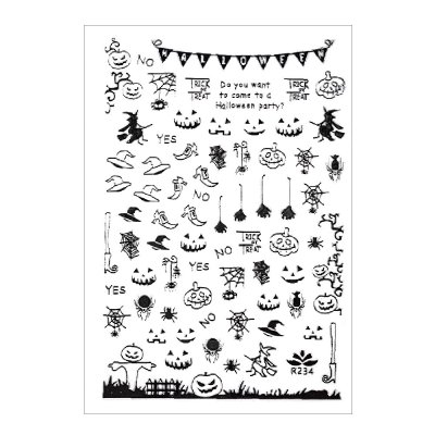 Tenké nálepky na nechty - HALLOWEEN strieborné R234