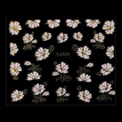 Nálepky na nechty 3D Kvety ružovo zlaté - TJ005