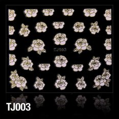 Nálepky na nechty 3D Kvety ružovo zlaté - TJ003