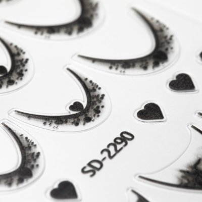 5D Nálepky na francúzsku manikúru French Black Heart SD-2290