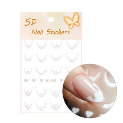 5D Köröm matricák - French Manicure French White Heart SD-2289