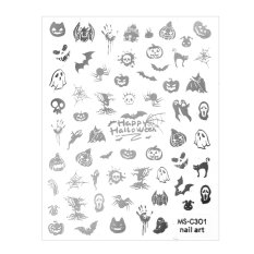 Tenké nálepky na nechty - HALLOWEEN strieborné MS-C301