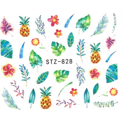Vodotěsné nálepky na nehty Listy, ananas STZ-828