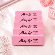 Pěnový pilník na nehty mini rovný růžový 180/240 - široký - 5ks